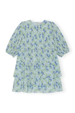 Best GANNI Plissiertes Minikleid Aus Georgette Ice Water