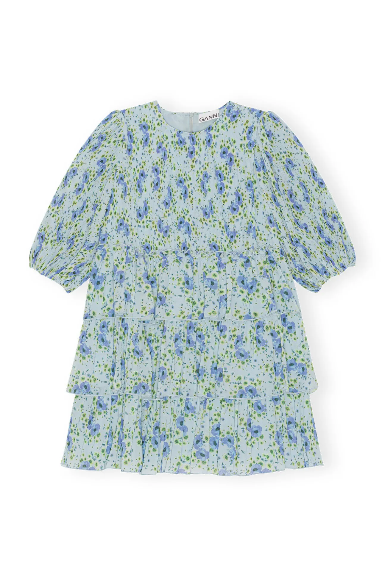 Best GANNI Plissiertes Minikleid Aus Georgette Ice Water