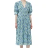Cheap GANNI Plissiertes Und Gesmoktes Georgette-Midikleid Mit V-Ausschnitt Ice Water