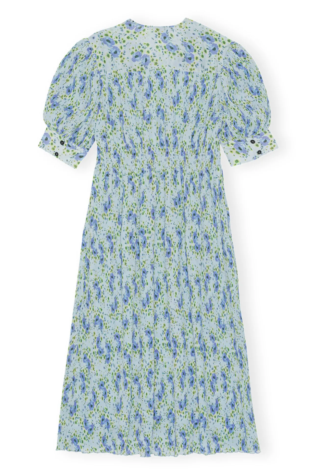 Cheap GANNI Plissiertes Und Gesmoktes Georgette-Midikleid Mit V-Ausschnitt Ice Water