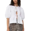 Online GANNI Poplin-Bluse Aus Cotton Bright White