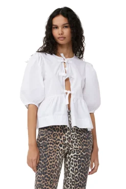 Online GANNI Poplin-Bluse Aus Cotton Bright White