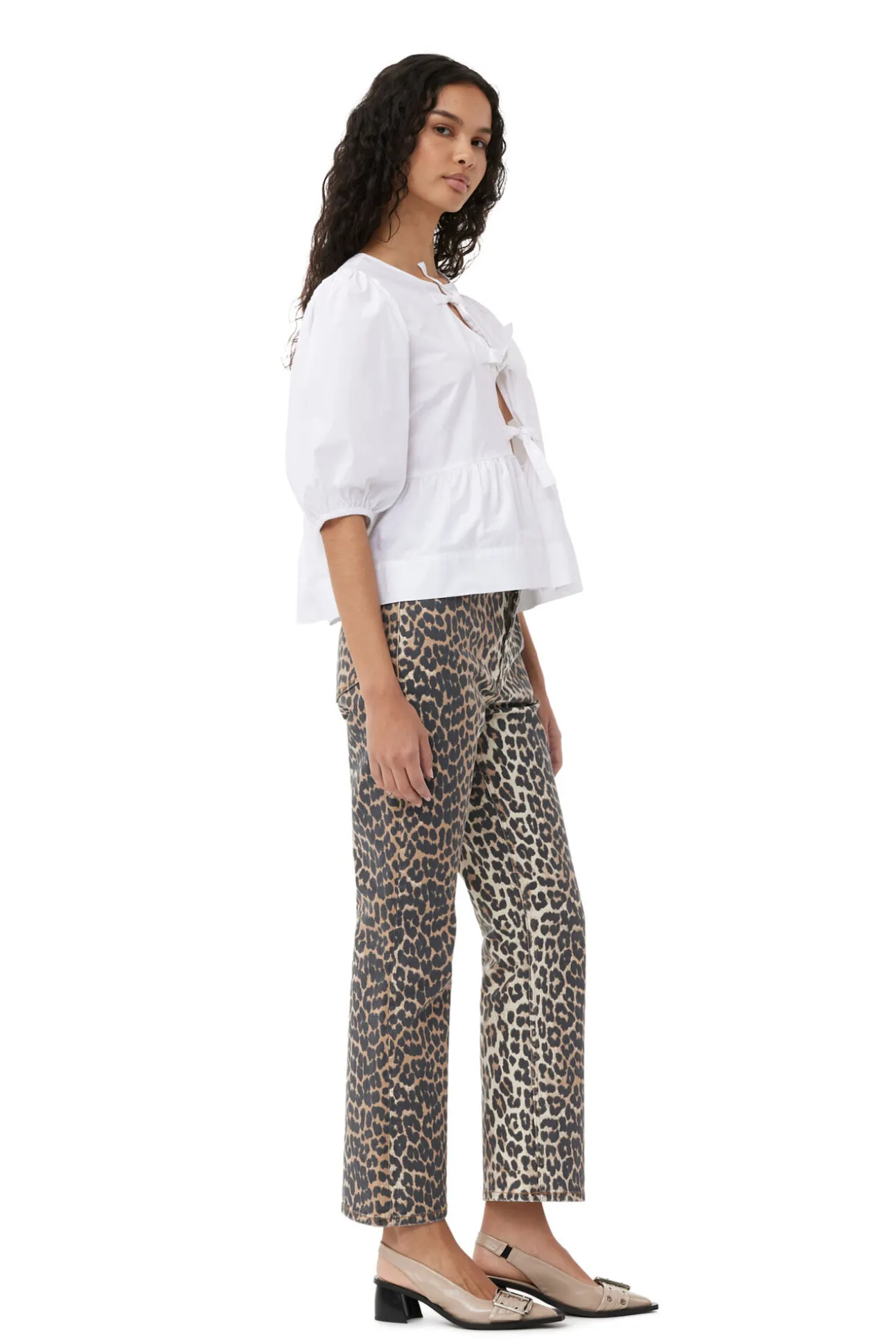 Online GANNI Poplin-Bluse Aus Cotton Bright White