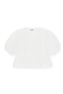 Online GANNI Poplin-Bluse Aus Cotton Bright White