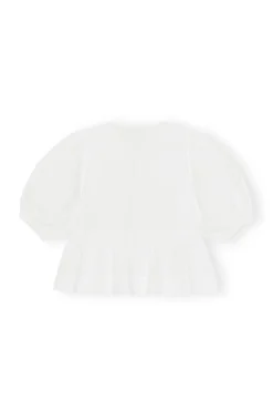Online GANNI Poplin-Bluse Aus Cotton Bright White