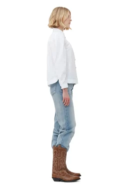 Hot GANNI Poplin-Hemd Aus Cotton Bright White