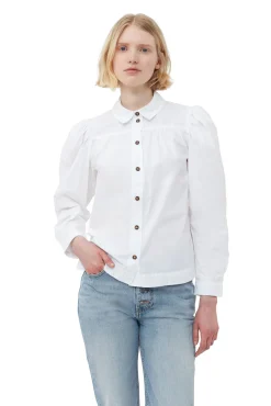 Hot GANNI Poplin-Hemd Aus Cotton Bright White