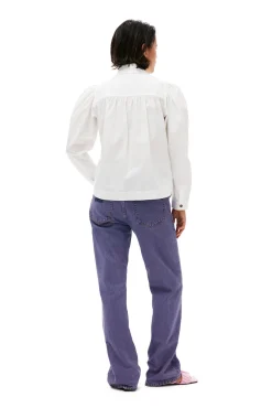 Hot GANNI Poplin-Hemd Aus Cotton Bright White