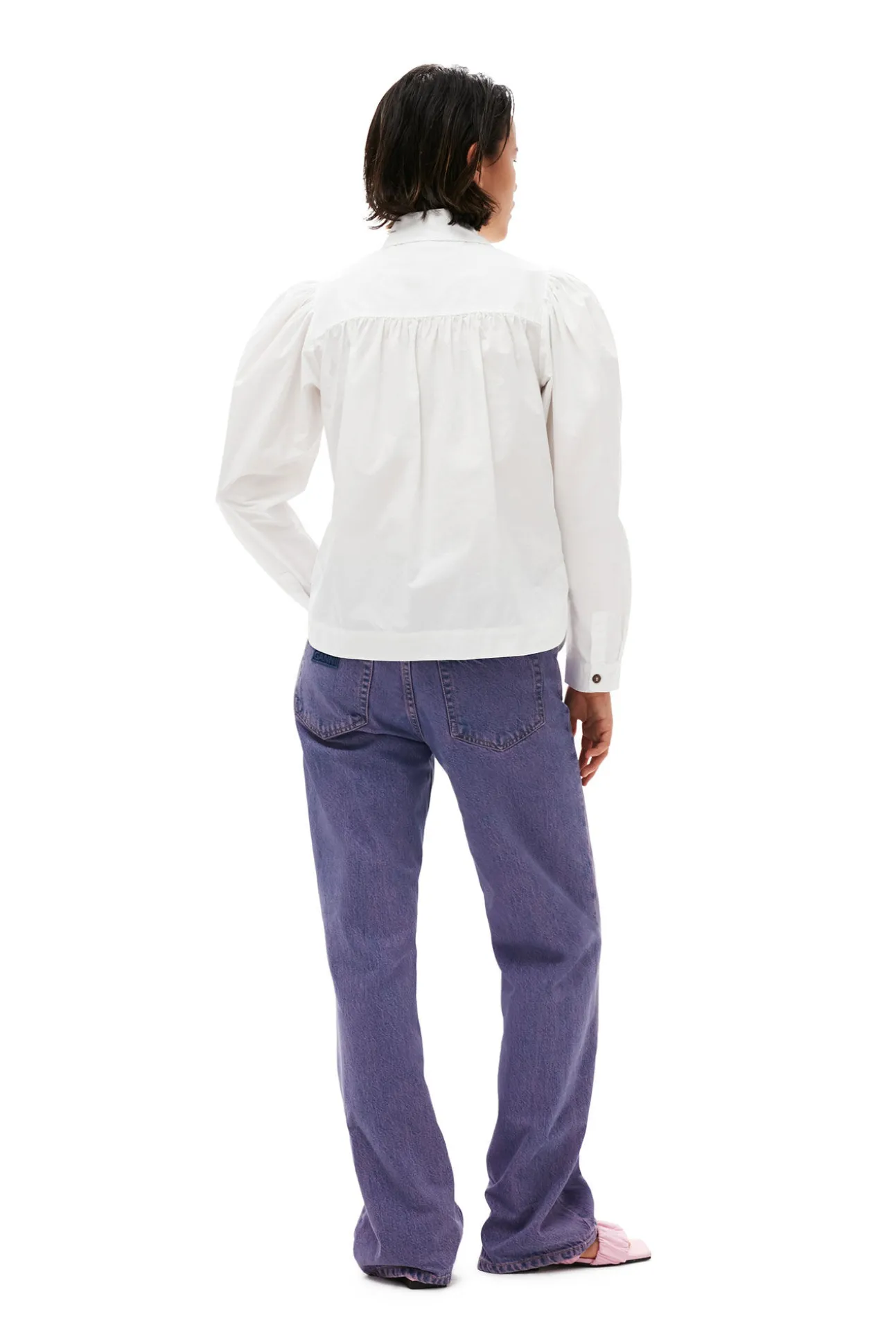 Hot GANNI Poplin-Hemd Aus Cotton Bright White