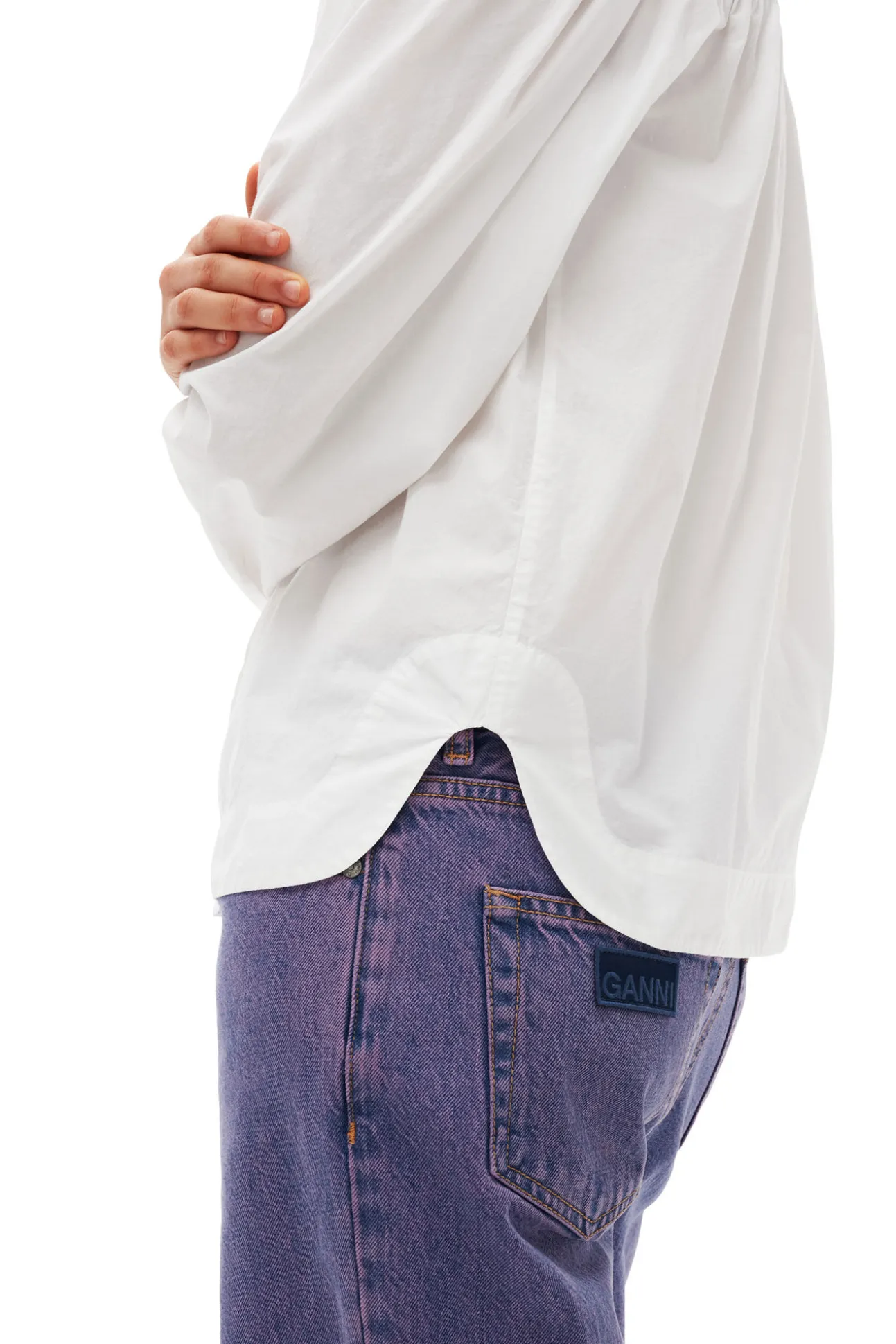 Hot GANNI Poplin-Hemd Aus Cotton Bright White