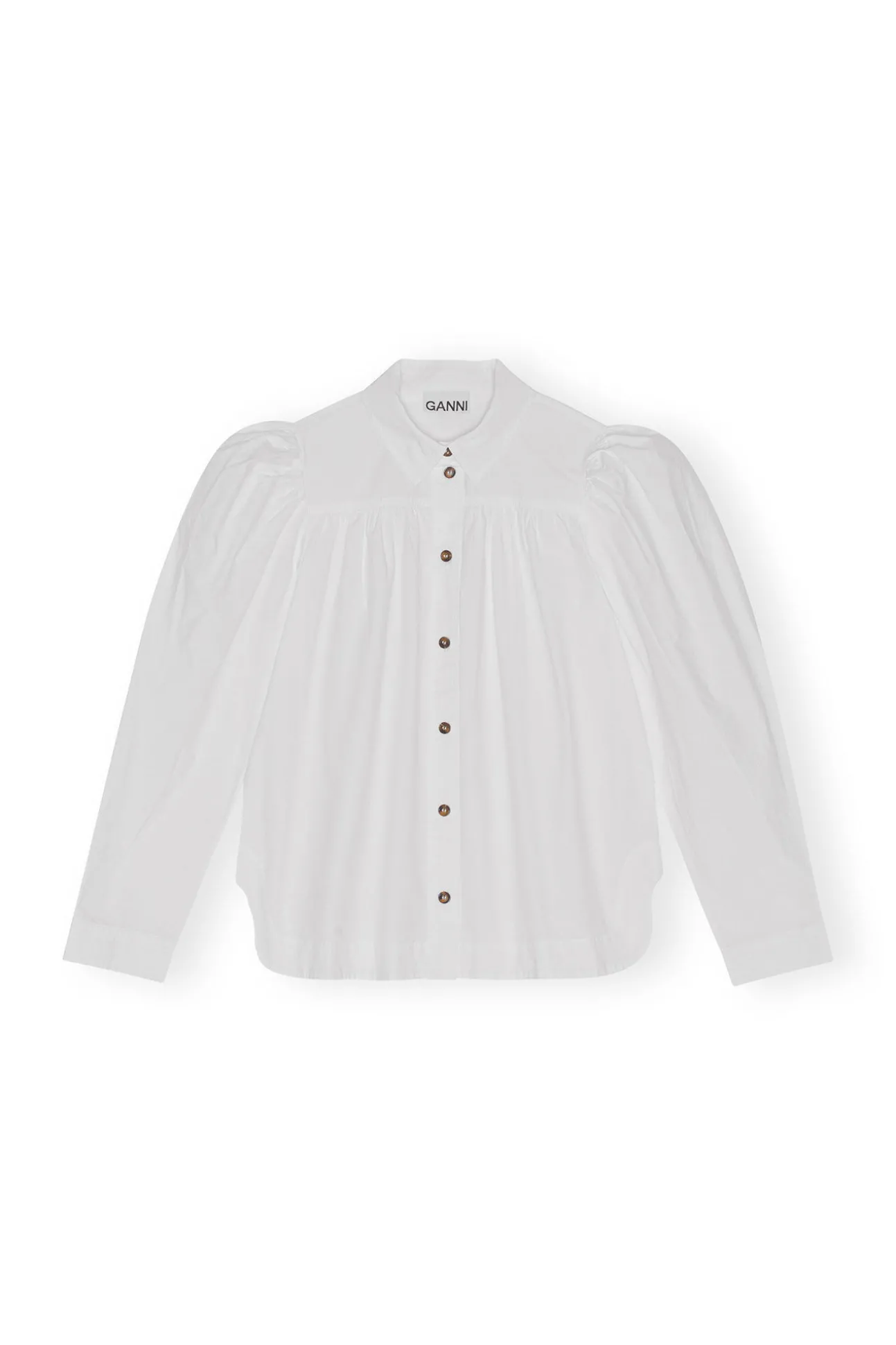 Hot GANNI Poplin-Hemd Aus Cotton Bright White