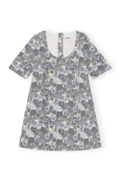 Online GANNI Print Denim Mini Dress Brunnera Blue