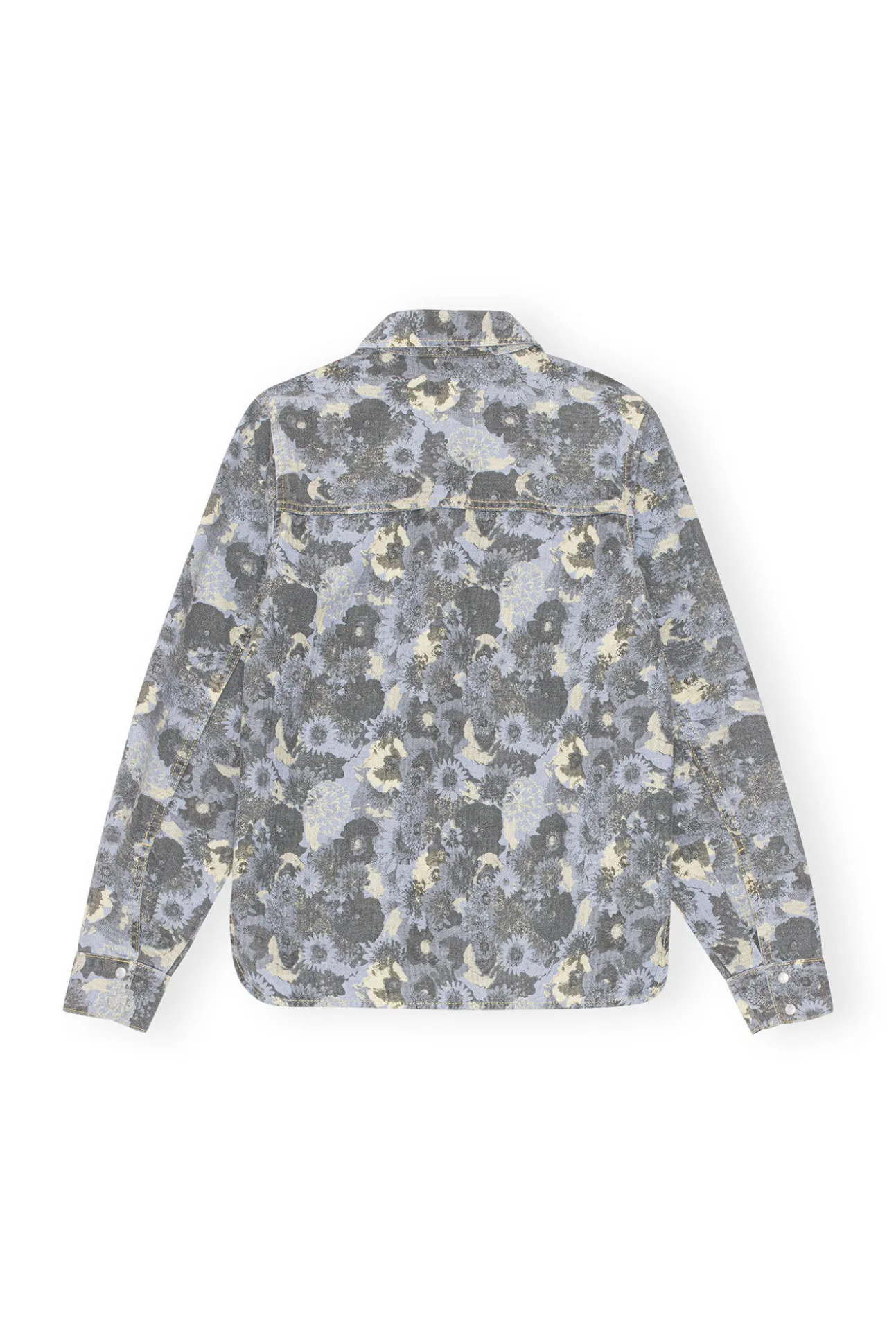 Best Sale GANNI Print Denim Shirt Brunnera Blue