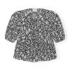 Online GANNI Printed Crepe Peplum Blouse Black