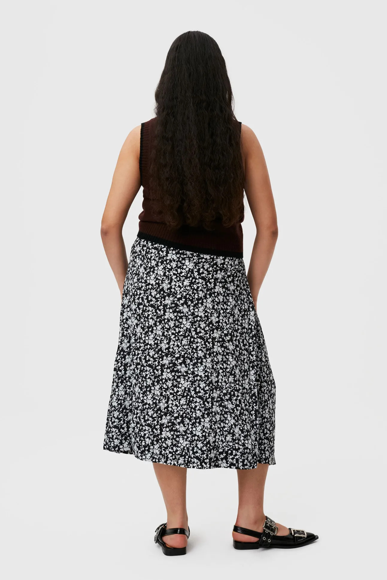 Flash Sale GANNI Printed Crepe Wrap Skirt Black