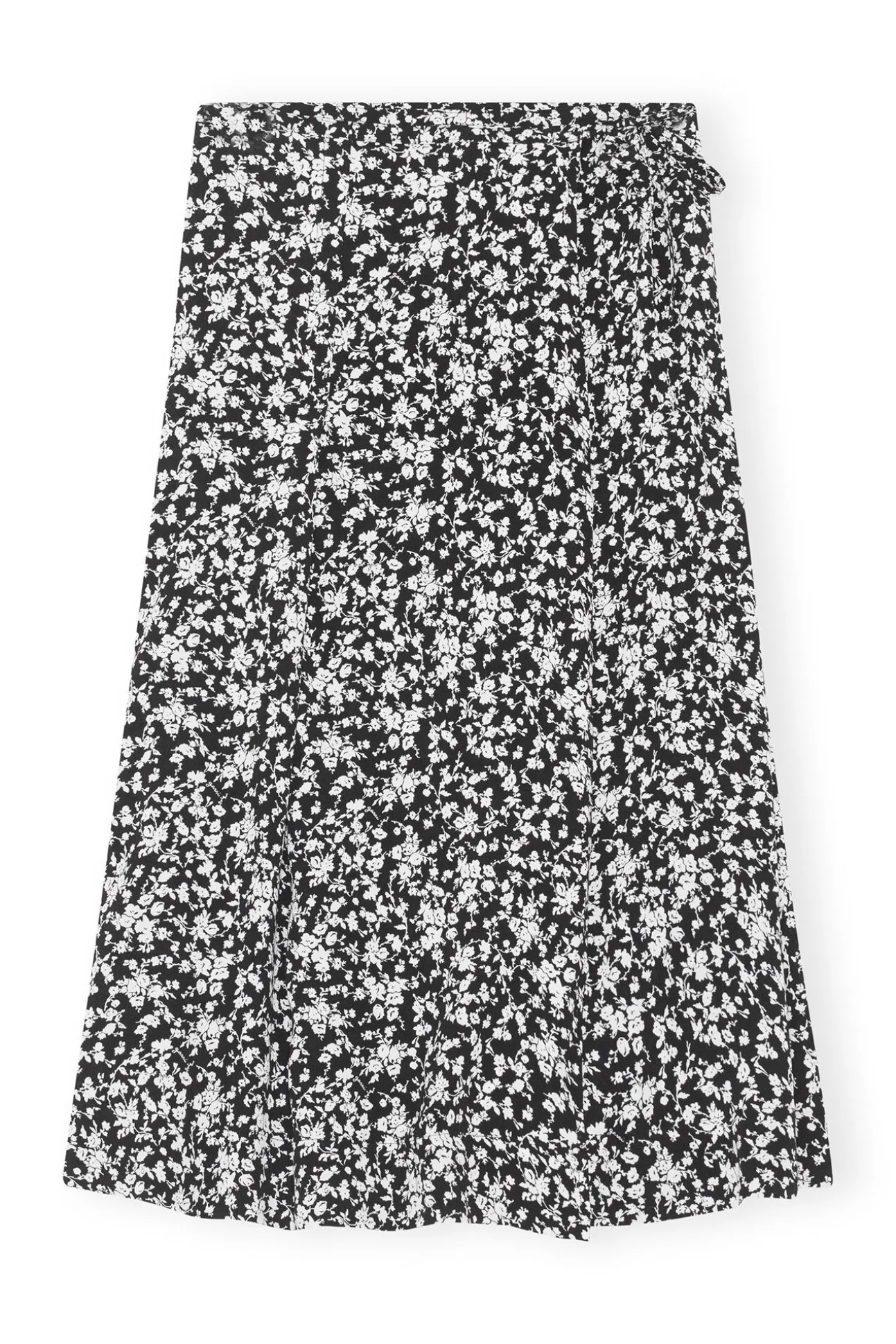 Flash Sale GANNI Printed Crepe Wrap Skirt Black