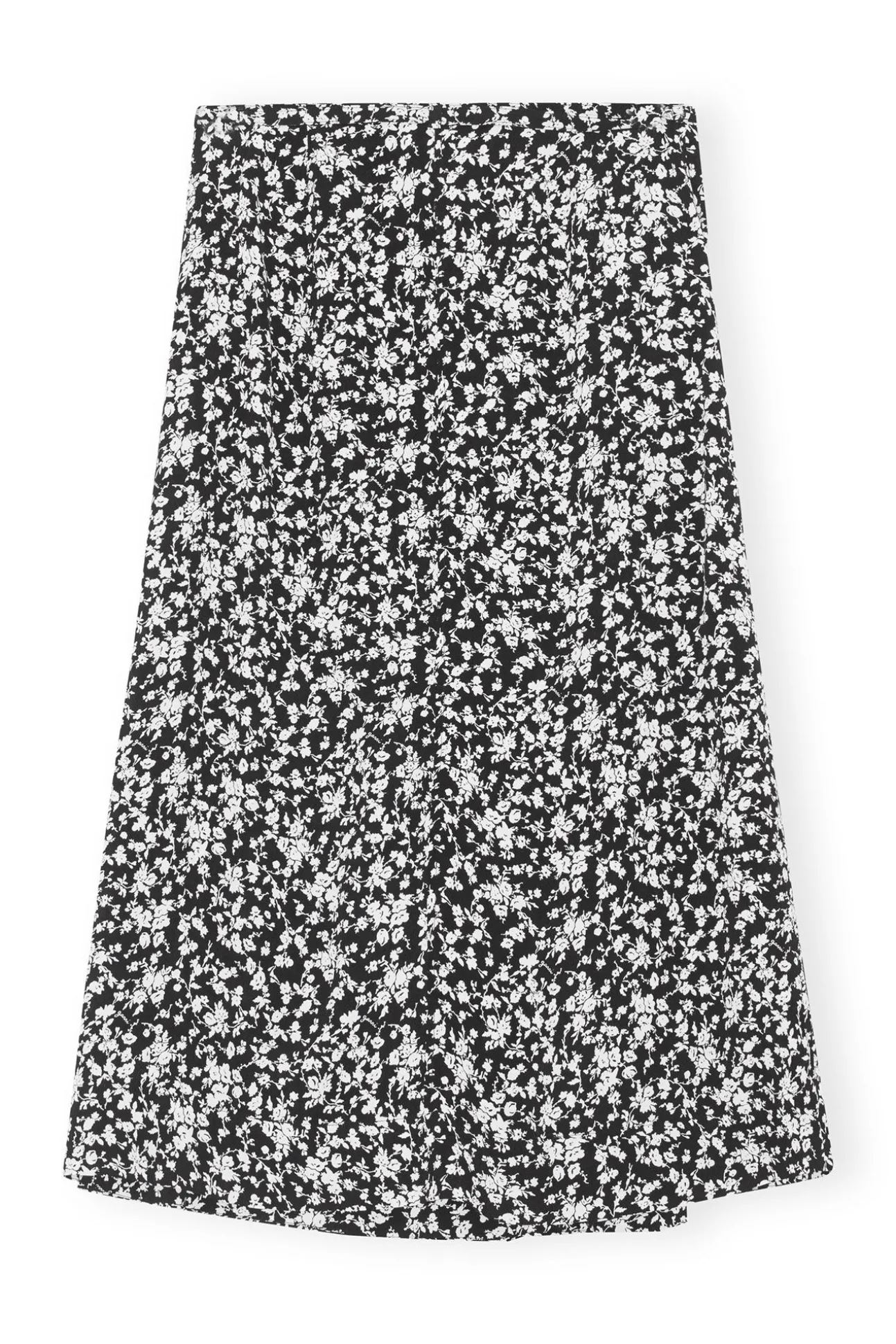 Flash Sale GANNI Printed Crepe Wrap Skirt Black