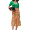 Best Sale GANNI Printed Light Crepe Wrap Skirt Vibrant Orange
