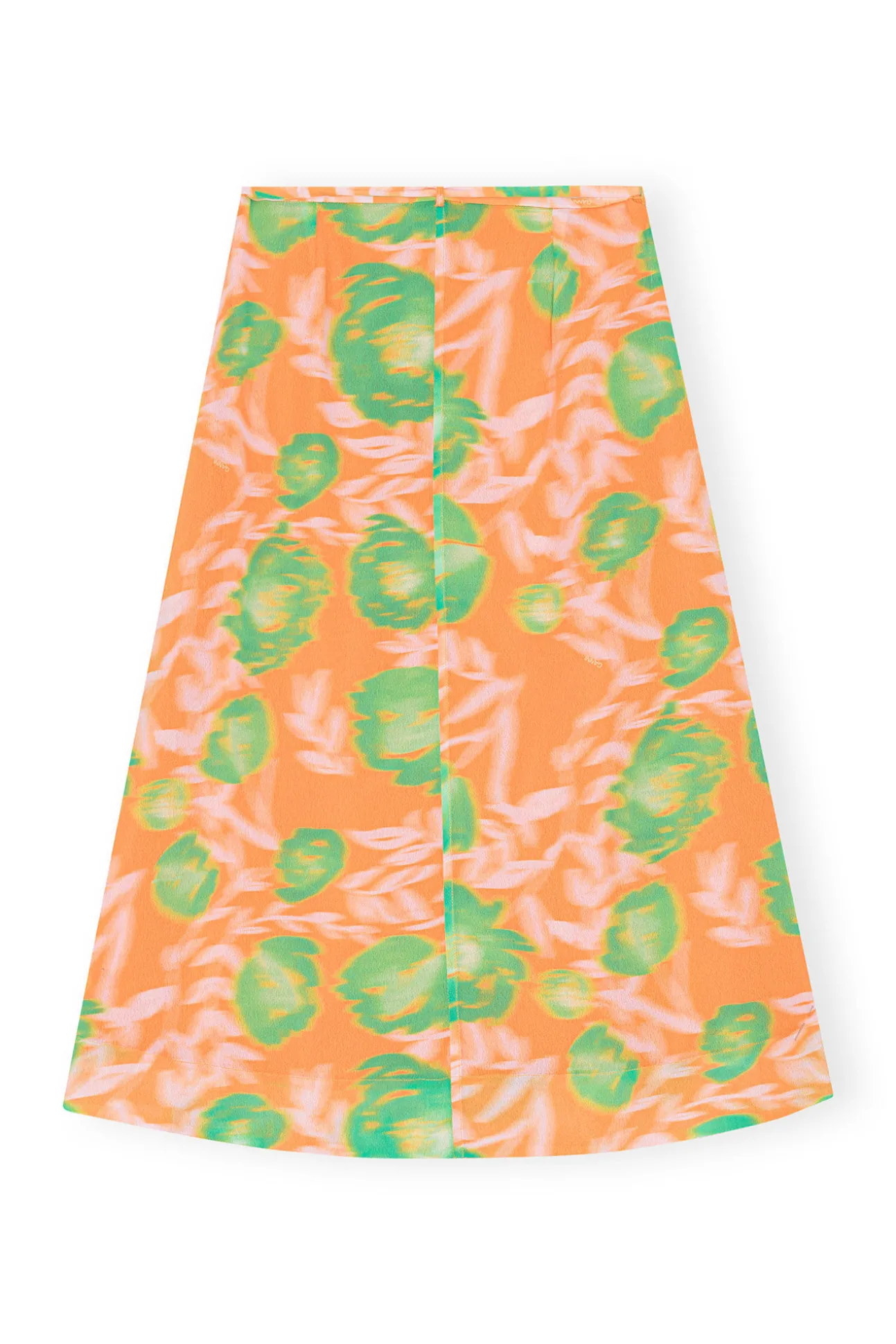 Best Sale GANNI Printed Light Crepe Wrap Skirt Vibrant Orange