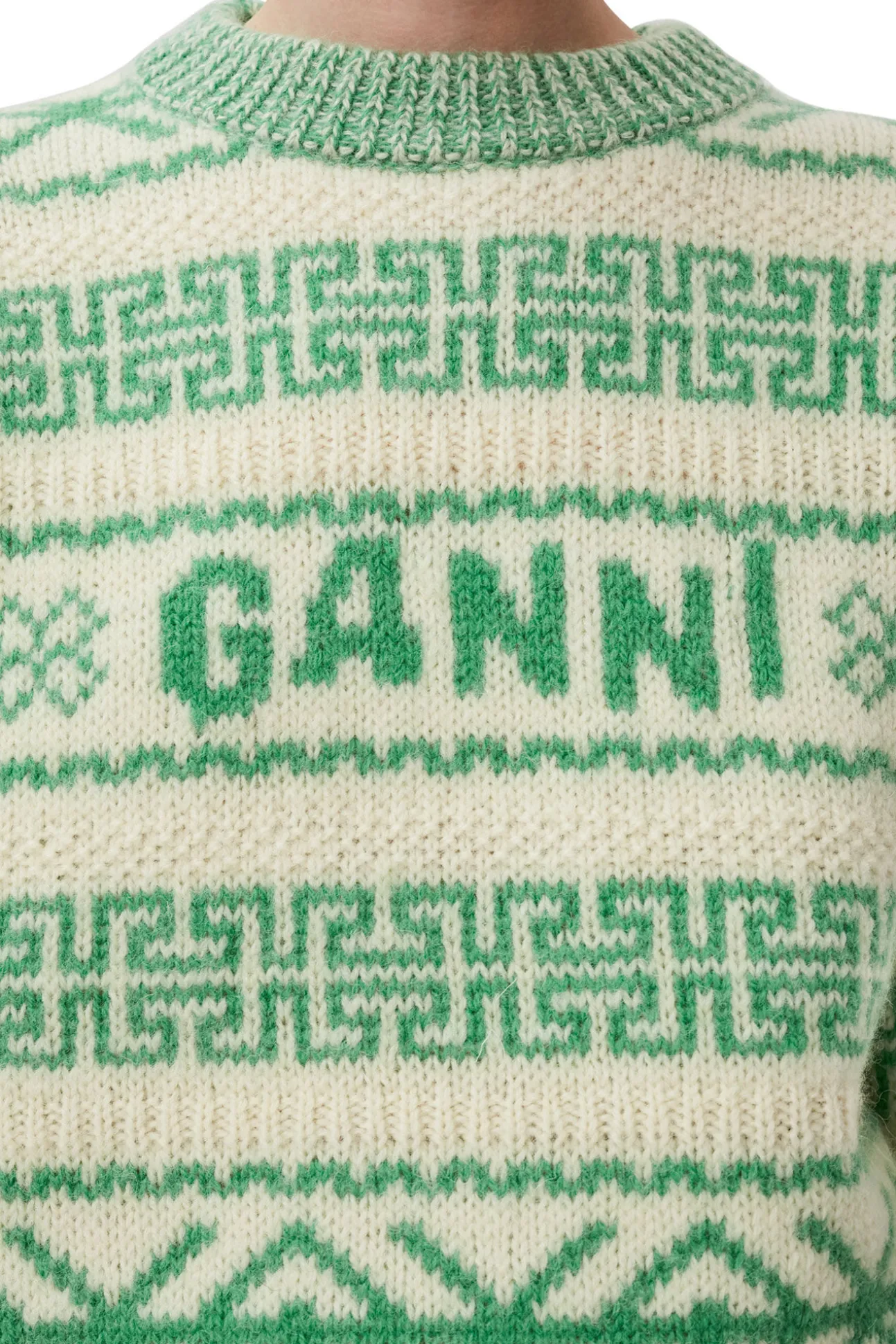 Cheap GANNI Pullover Aus Gruner Wool Egret