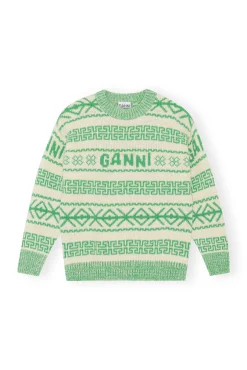 Cheap GANNI Pullover Aus Gruner Wool Egret
