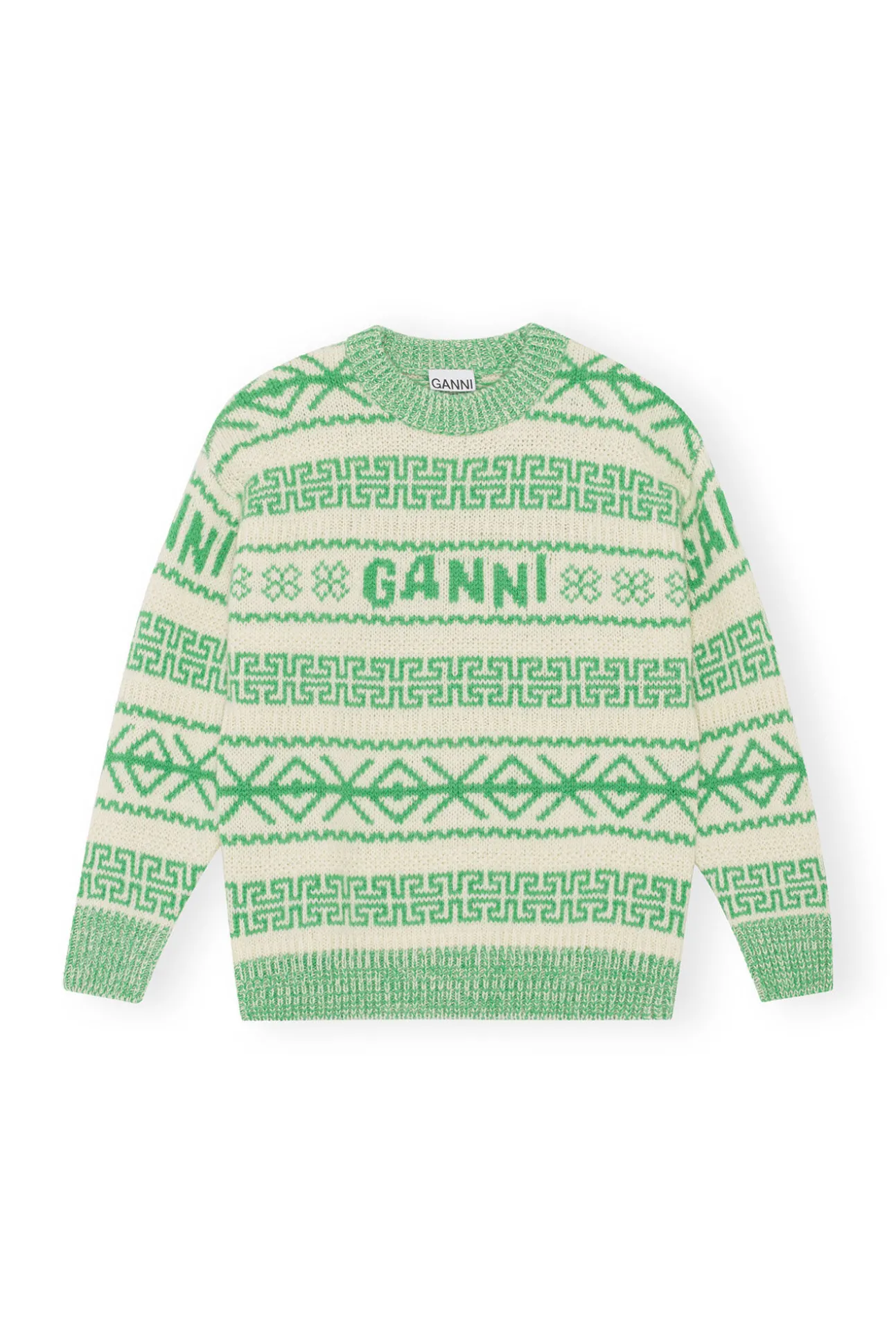 Cheap GANNI Pullover Aus Gruner Wool Egret