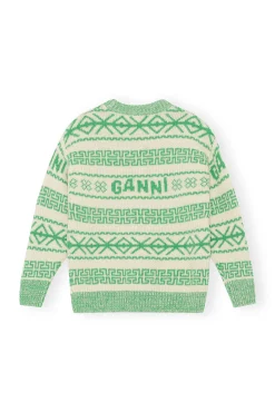 Cheap GANNI Pullover Aus Gruner Wool Egret