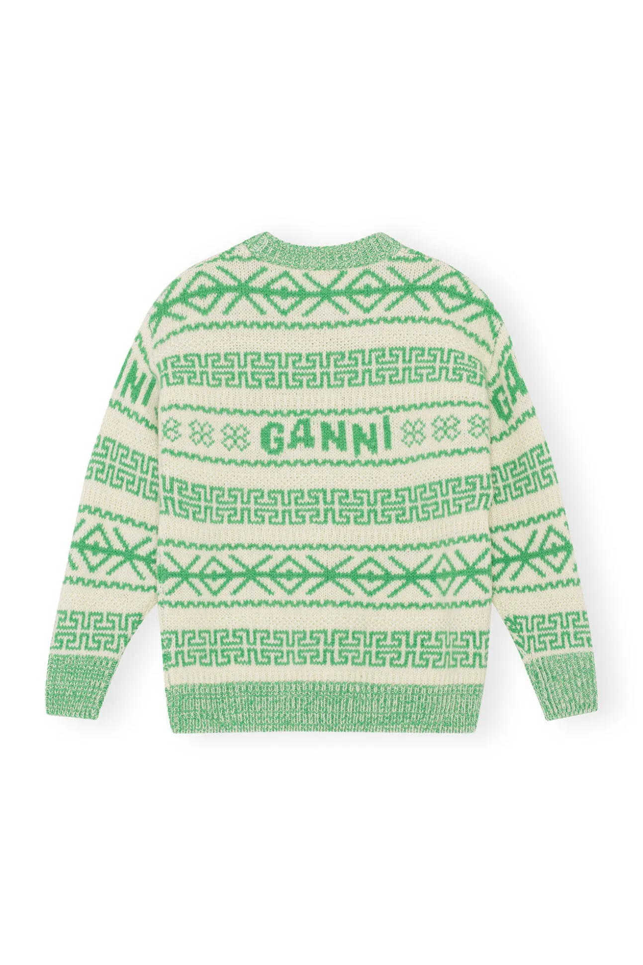 Cheap GANNI Pullover Aus Gruner Wool Egret