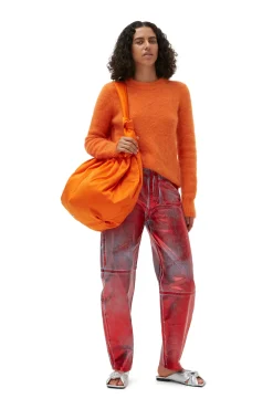 Store GANNI Pullover Mit O-Ausschnitt Aus Brushed Alpaca Vibrant Orange