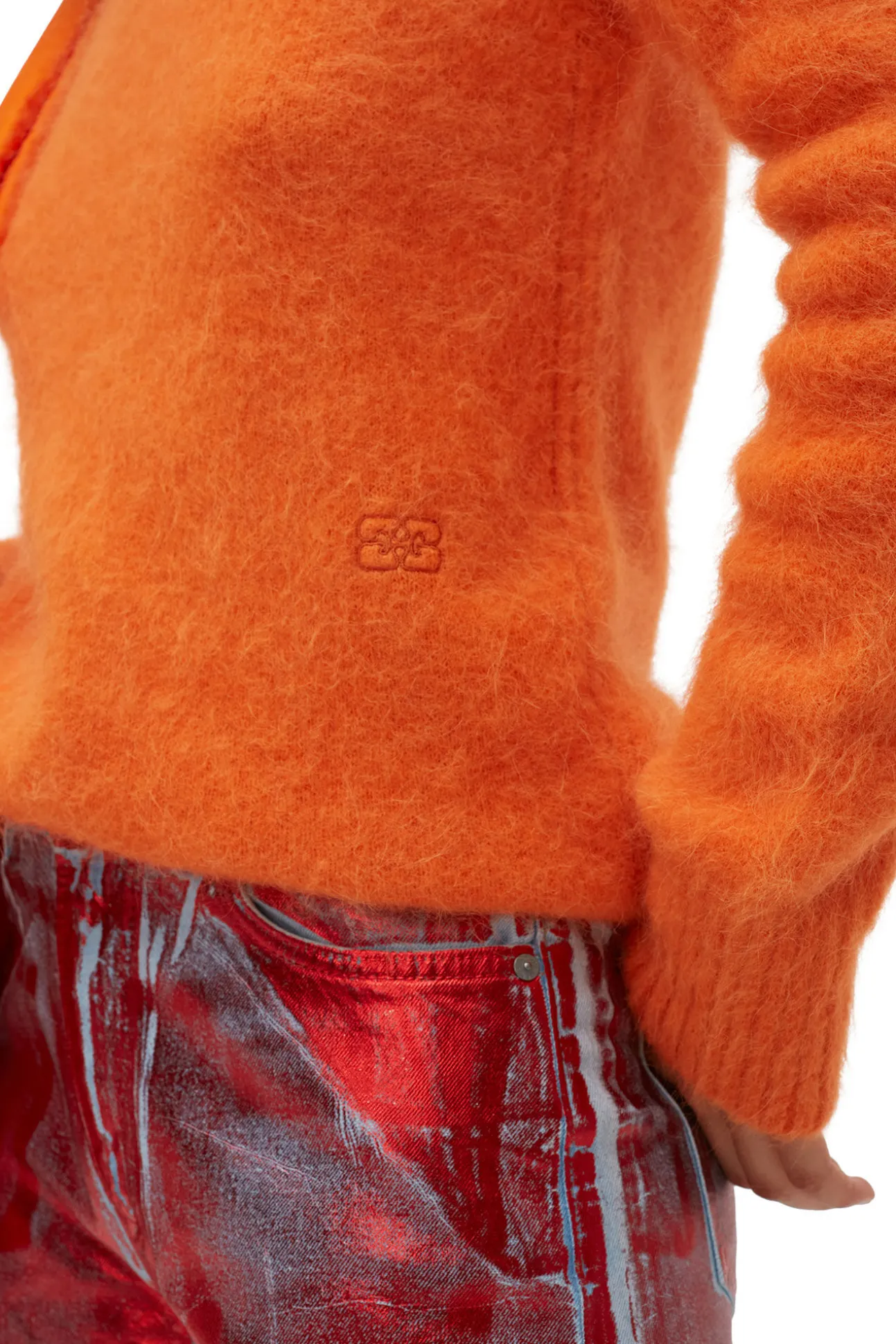 Store GANNI Pullover Mit O-Ausschnitt Aus Brushed Alpaca Vibrant Orange
