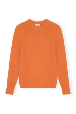 Store GANNI Pullover Mit O-Ausschnitt Aus Brushed Alpaca Vibrant Orange