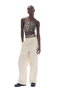 Cheap GANNI Racerback-Sporttop Mit Reisverschluss Leopard