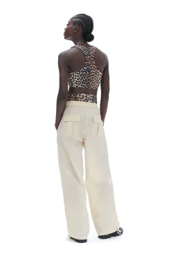 Cheap GANNI Racerback-Sporttop Mit Reisverschluss Leopard
