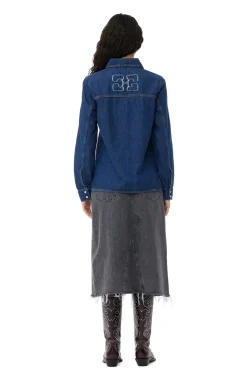 Fashion GANNI Re-Cut-Jeanshemd Mid Blue Stone