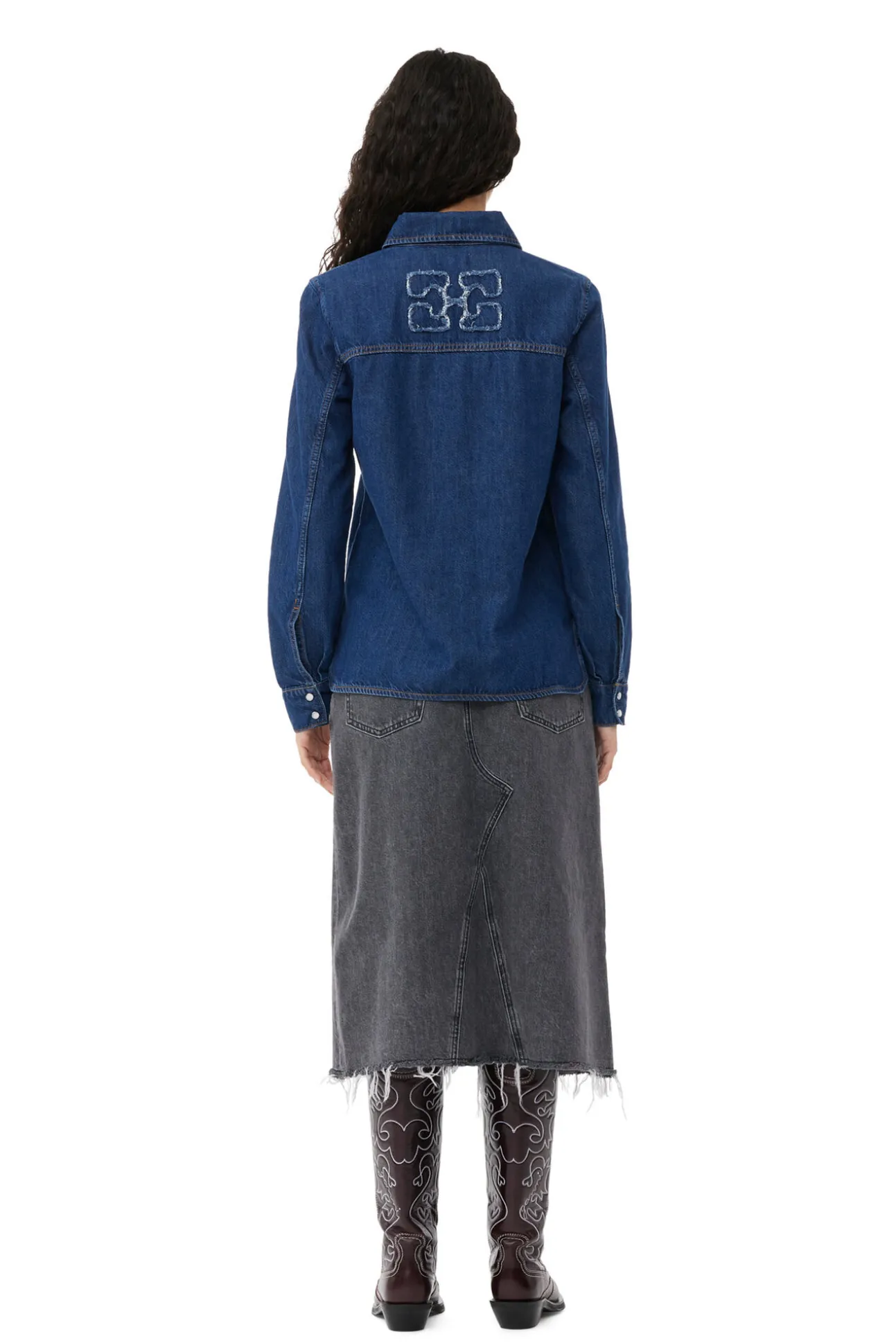 Fashion GANNI Re-Cut-Jeanshemd Mid Blue Stone