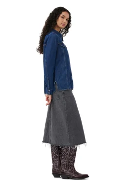 Fashion GANNI Re-Cut-Jeanshemd Mid Blue Stone