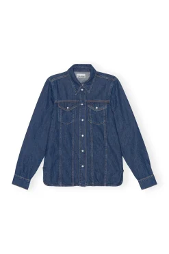 Fashion GANNI Re-Cut-Jeanshemd Mid Blue Stone