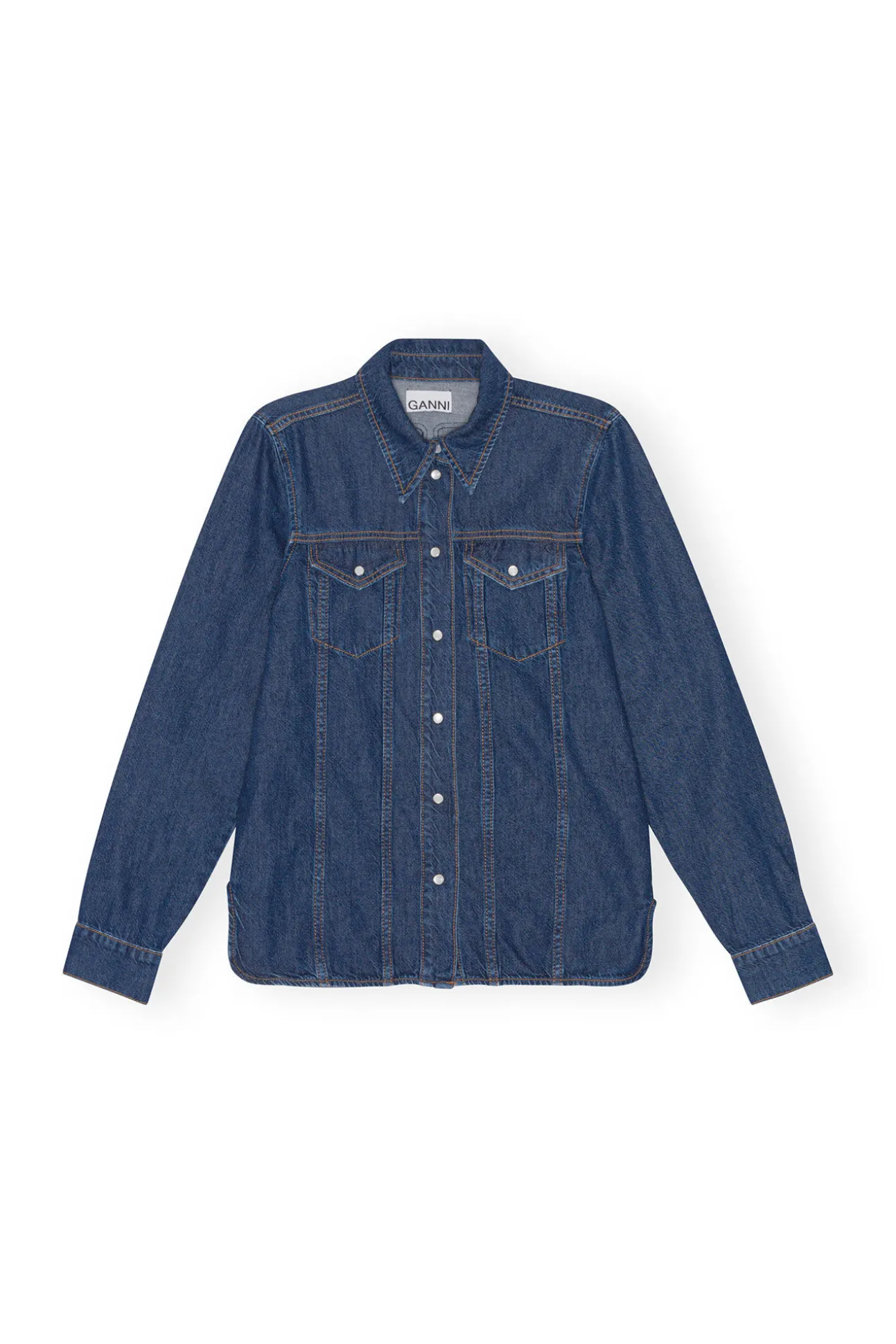 Fashion GANNI Re-Cut-Jeanshemd Mid Blue Stone