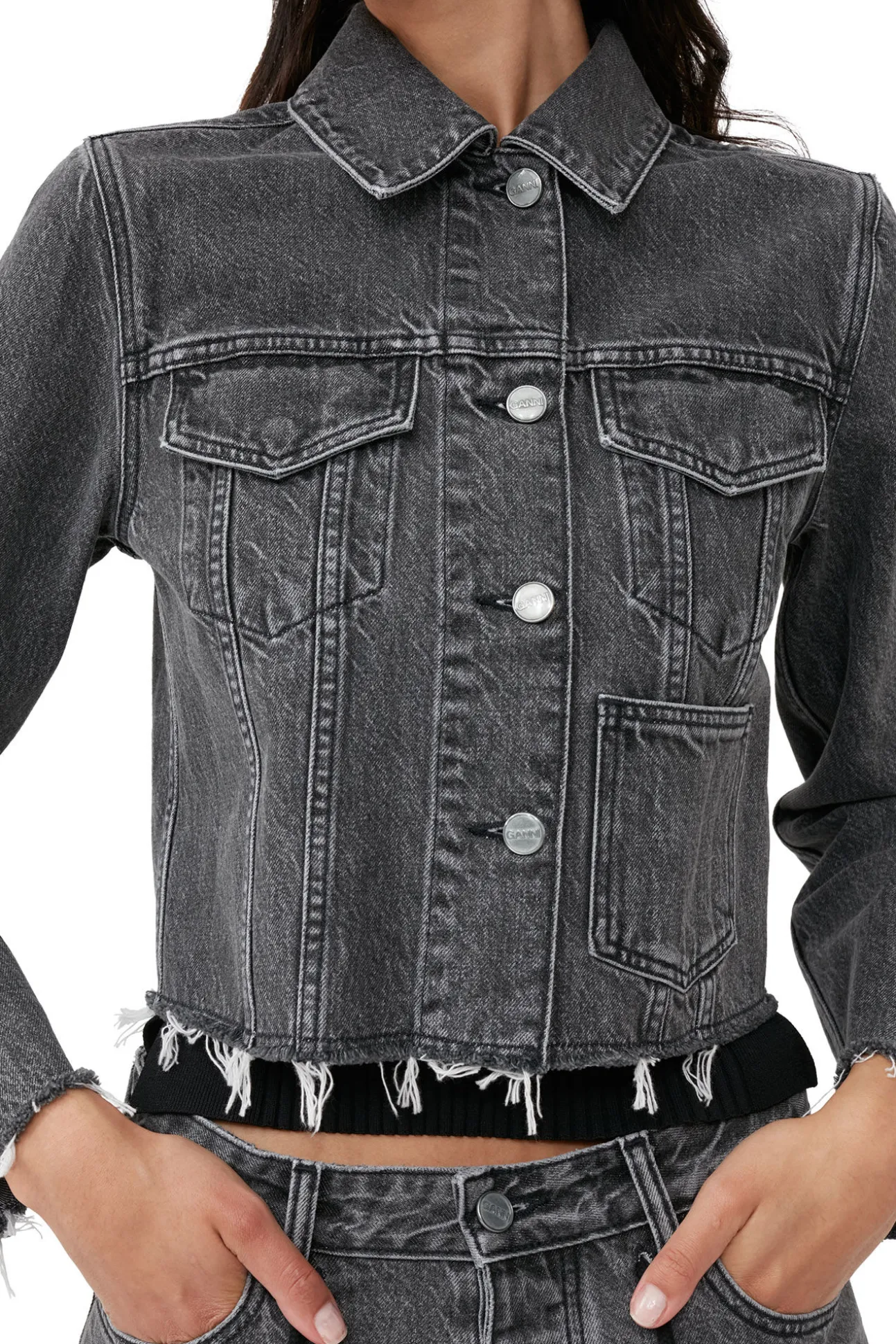 Best Sale GANNI Re-Cut-Jeansjacke Washed Black/Black