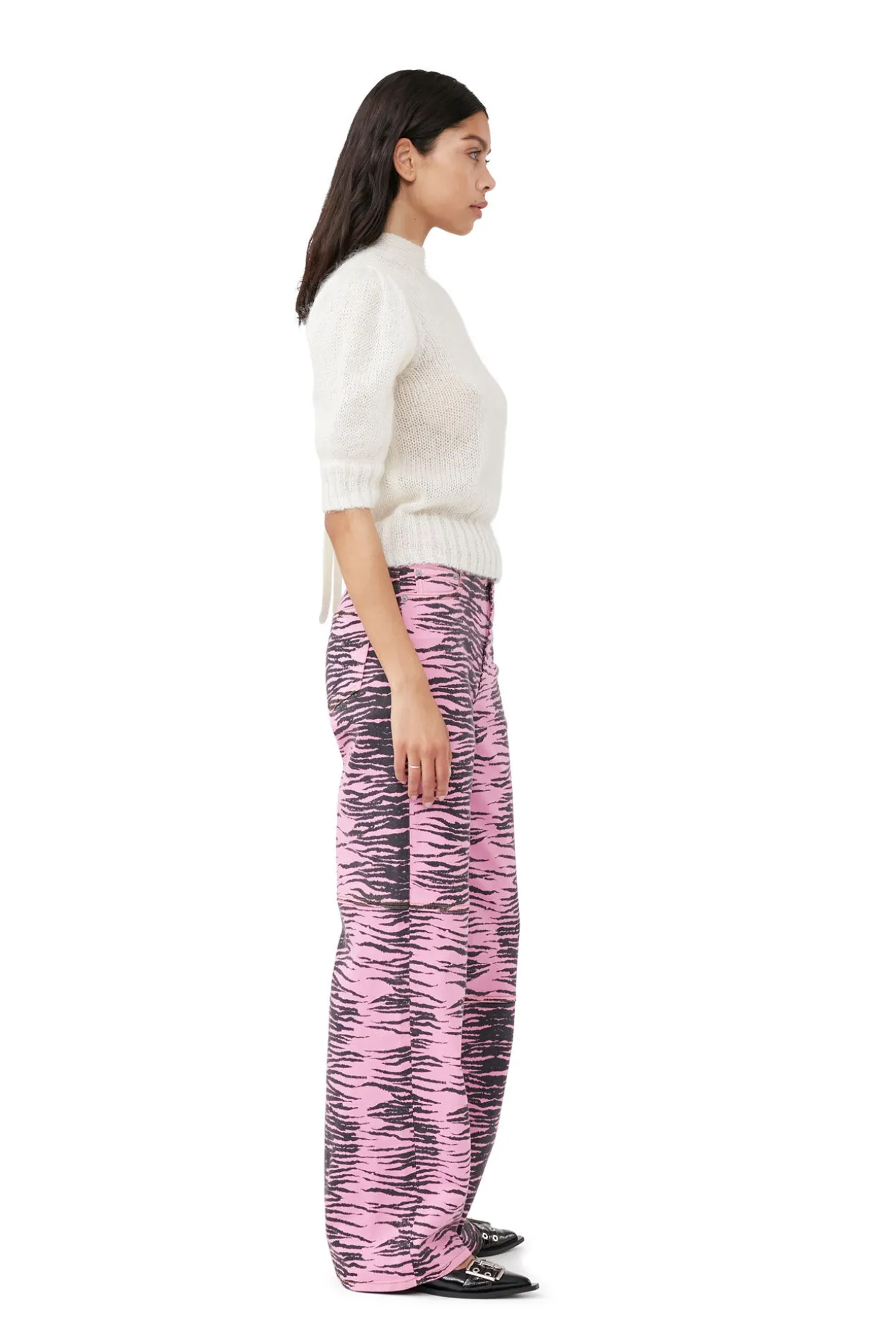 Shop GANNI „Re-Cut“-Magny-Jeans In Uberfarbter Optik Cyclamen