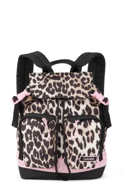 Best Sale GANNI Recycelter Mini-Rucksack Leopard