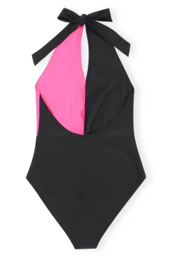 Cheap GANNI Recycled Cutline Front Twist Swimsuit Sugar Plum