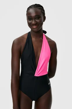 Cheap GANNI Recycled Cutline Front Twist Swimsuit Sugar Plum