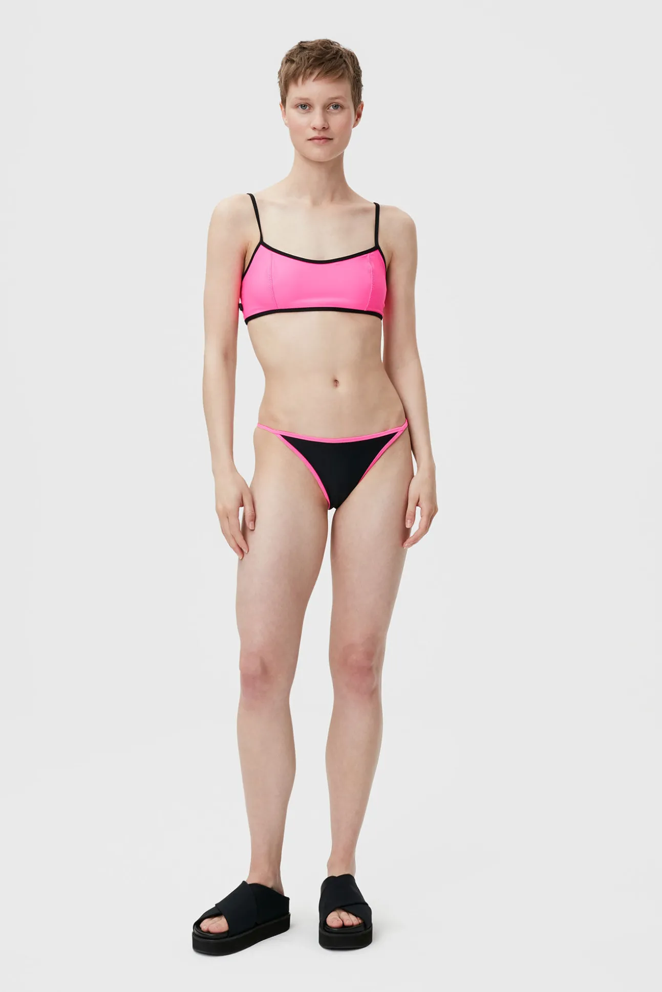 Fashion GANNI Recycled Cutline Sporty Bikini Top Sugar Plum