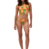 Cheap GANNI Recycled Printed Halter Bikini Top Vibrant Orange