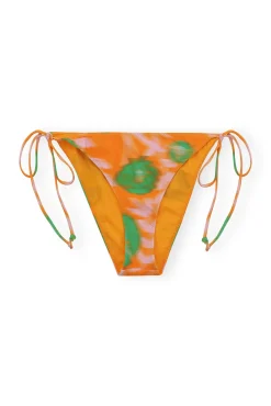 Cheap GANNI Recycled Printed String Bikini Briefs Vibrant Orange