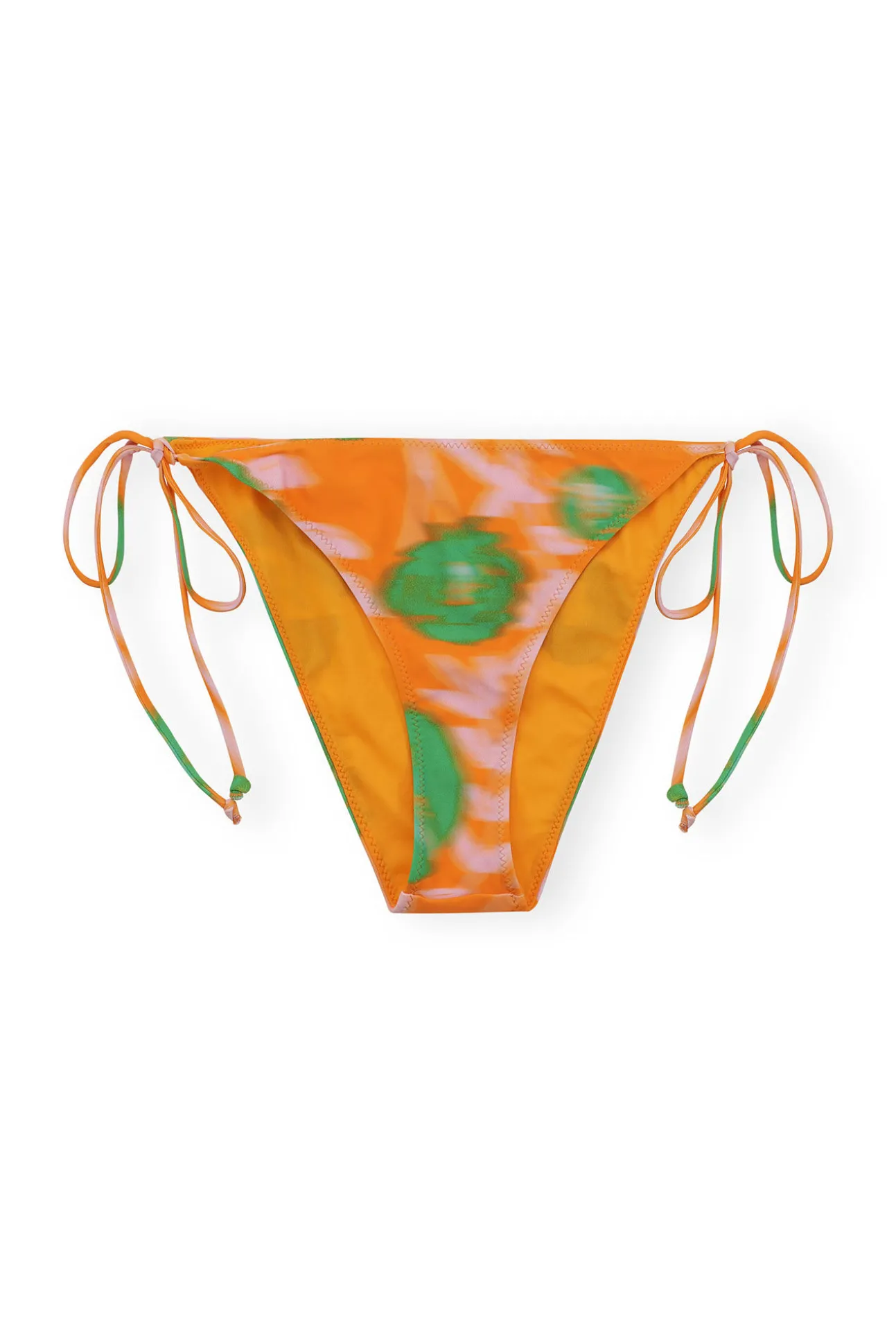 Cheap GANNI Recycled Printed String Bikini Briefs Vibrant Orange