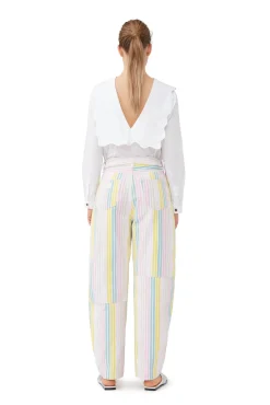 Online GANNI Rhythm-Kragenbluse Aus Cotton Poplin Bright White