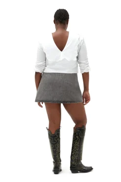 Online GANNI Rhythm-Kragenbluse Aus Cotton Poplin Bright White