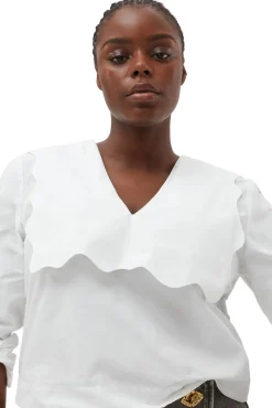 Online GANNI Rhythm-Kragenbluse Aus Cotton Poplin Bright White